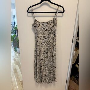 Reformation Black and Gray Snake Print Midi Dress